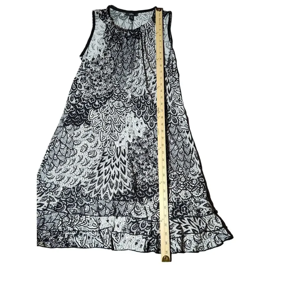 MSK Black & White Sequin Ruffle Hem Party Cocktail Dress Size M A1.11
